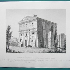 ARCHITECTURE (3) PRINTS 1850 - ITALY Rome Temple of Honor & Virtue View Details Section