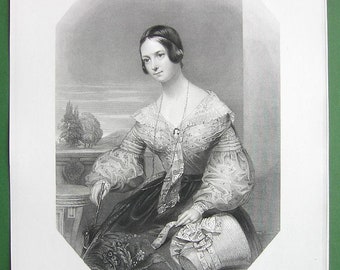 QUEEN VICTORIA&#39;S Court Beauty Honorable Mrs. Lady Fox Maule - 1849 SUPERB Quality Portrait Print Engraving
