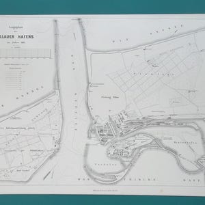 RUSSIA Plan Port of Baltiysk Baltic Sea formerly Pillau Hafen in Germany - 1894 Print 11 x 17&quot;