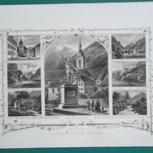 SWITZERLAND Altdorf Multiple Views - 1870 Antique Print Intaglio Engraving