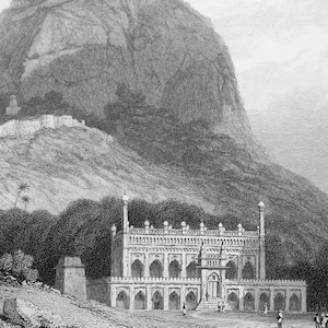INDIA Fortress at Senji or Gingee - 1836 Antique Print Engraving by W. Daniell