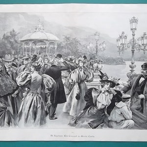 MONTE CARLO Outdoor Concert High Society Ladies Latest Fashion - Victorian Era Print Print 15 x 20"  (38 x 51 cm)