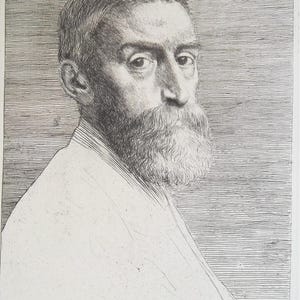 EDWARD POYNTER British Renowned Painter Portrait - 1883 Original Etching Print by Legros 11.5&quot;x 16.5&quot;
