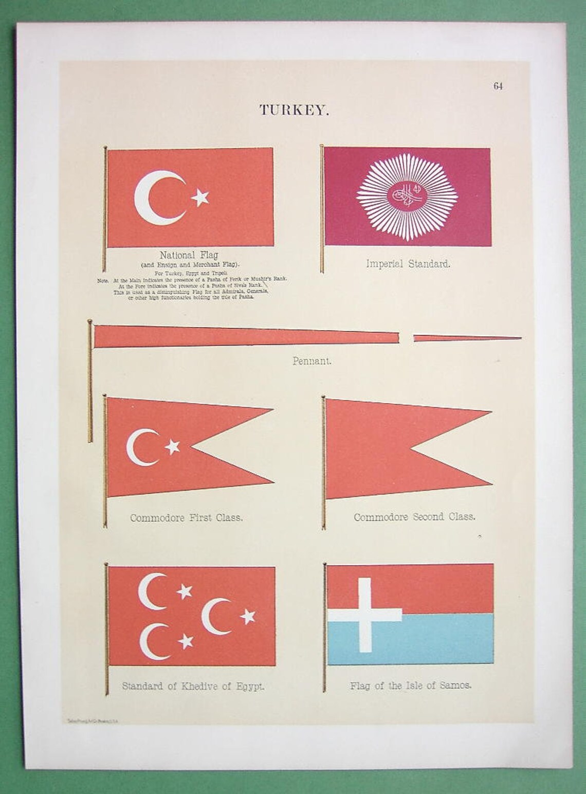 FLAGS of TURKEY National Imperial Samos Island Khedive Pennant - 1899 ...