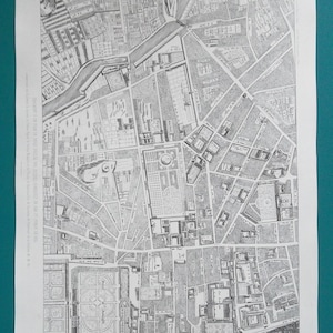 PARIS CENTER City Plan Map Drawn Up by by Gomboust in 1649  - 1845 Antique Print 20 x 13" (50 x 32 cm)