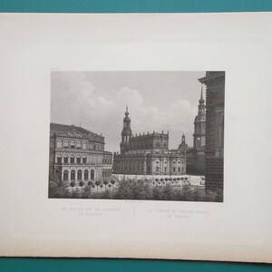 GERMANY Dresden Theater & Hofkirche Church - 1860 Antique Print Engraving