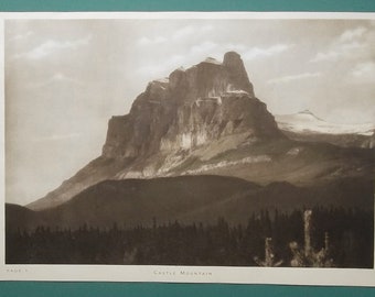 CANADA Rocky Mountains Castle Mountain - 1925 Original Rotogravure Print