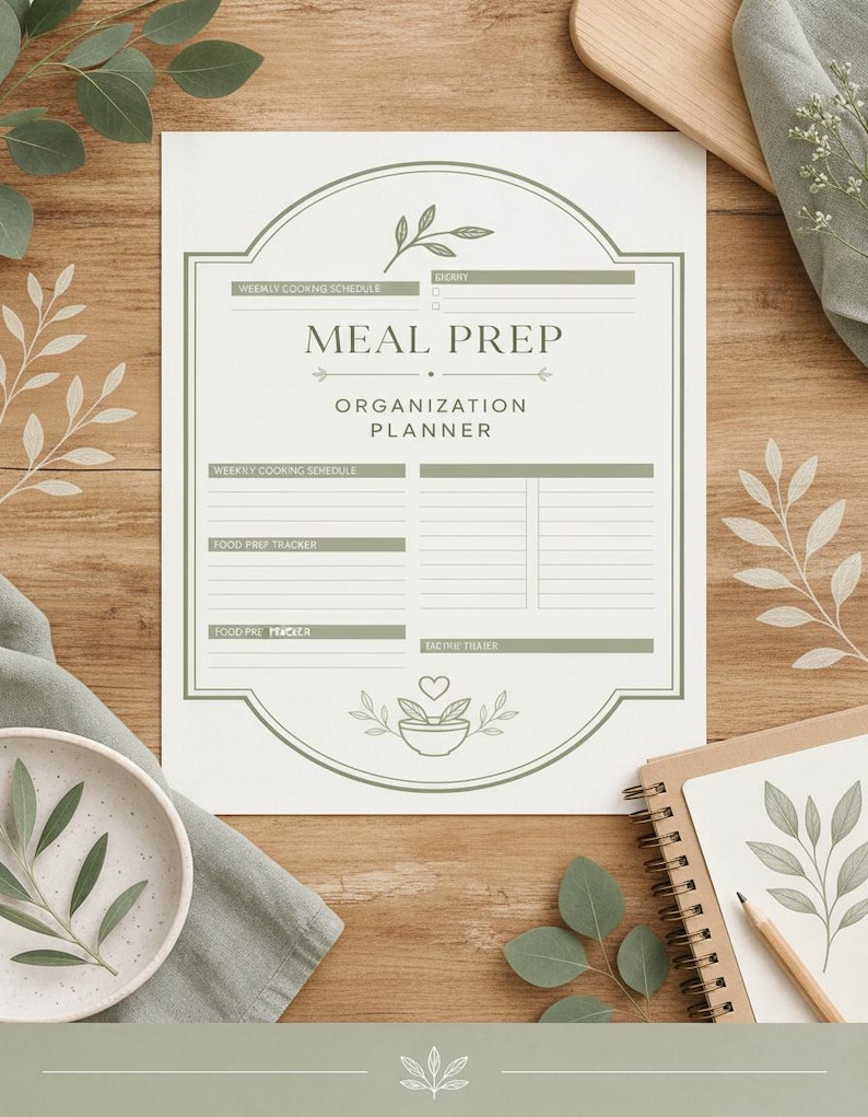 Weekly Meal Prep Life Printable, Cooking Schedule and Food Tracker - Etsy