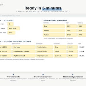 Small Business Bookkeeping Spreadsheet, Income Expense Tracker with Profit Dashboard, Excel Google Sheets Template image 2