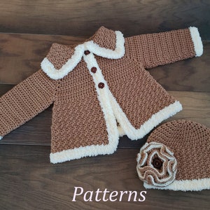 Crochet PATTERN Baby Sweater & Hat Patterns The Charlie Girl Set Crochet Pattern Crochet Sweater Pattern Baby Girls Set Patterns