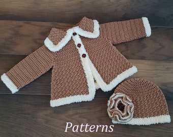 Crochet PATTERN Bébé Pull & Chapeau Modèles Le Charlie Girl Set Crochet Pattern Crochet Pull Pattern Baby Girls Set Patterns