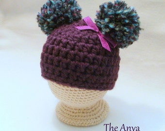 Crochet PATTERN Baby Hat The Anya Baby Hat Pattern Crochet Pattern Baby Girl Pattern Crochet Pom Pom Hat Pattern Baby Girls Hat Pattern