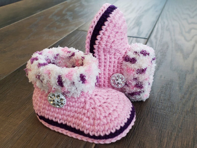 Crochet PATTERN Baby Girl Boots Furry Baby Booties Baby Boot Etsy