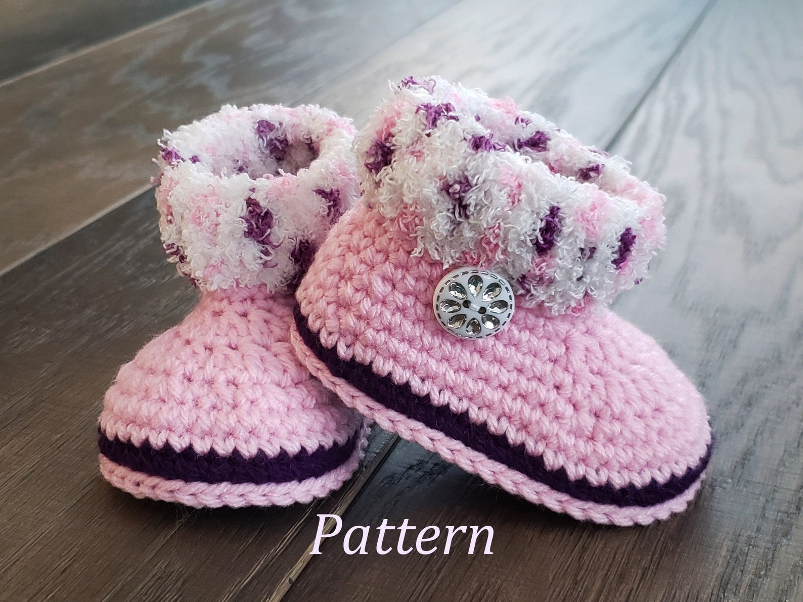 Crochet PATTERN Baby Girl Boots Furry Baby Booties Baby Boot Etsy