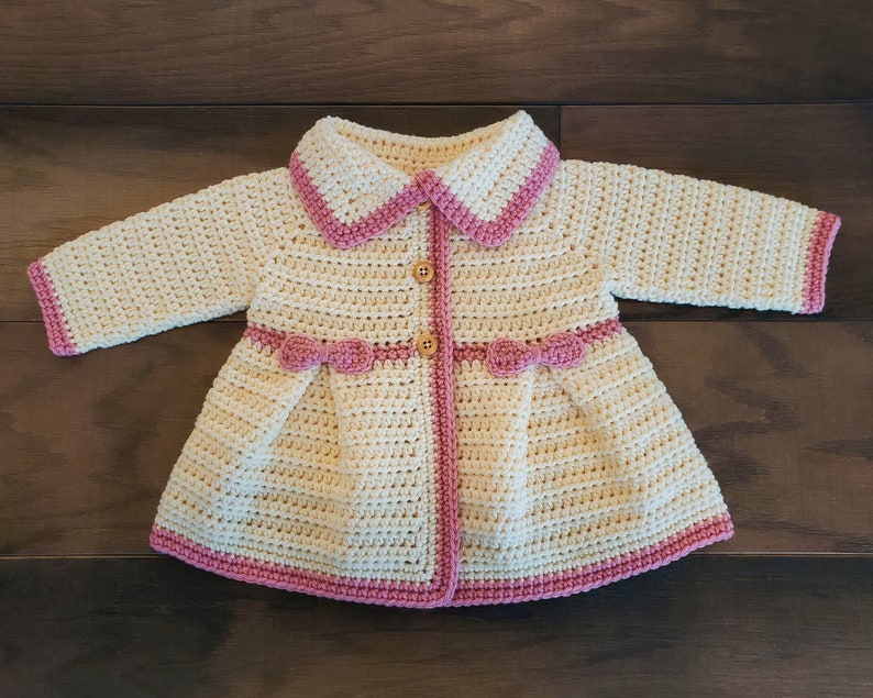 MODELLO ALL'UNCINETTO Modello maglione per bambina, taglie 0 12 mesi Maglione per bambino Modello cappottino per neonato Modello maglione per bambina immagine 4