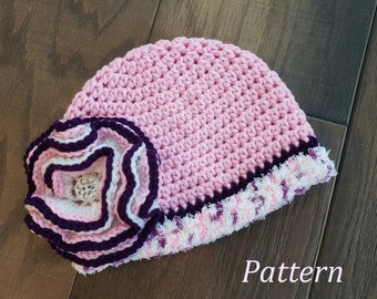 Crochet Baby Cloche Pattern: Laura Hat, Chenille Trim (PDF Pattern)