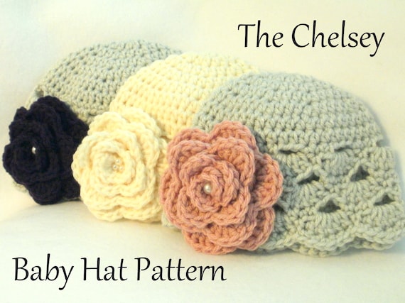 Crochet Baby Hat Pattern: Chelsey Flower Design (PDF Pattern)