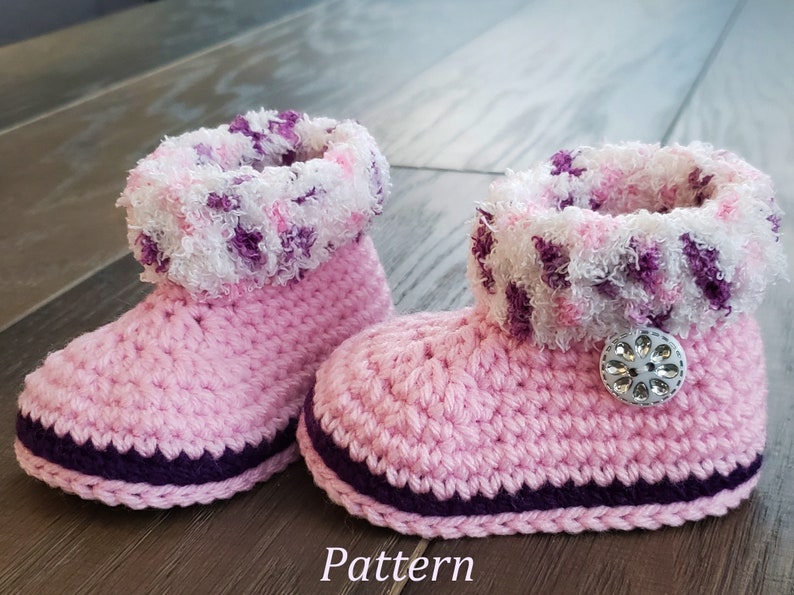 Crochet PATTERN Baby Girl Boots Furry Baby Booties Baby Boot Etsy