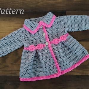 Crochet PATTERN Baby Girl's Sweater Pattern Sizes 0 12 Months Baby Sweater Baby Coat Pattern Baby Girl Sweater Pattern image 1