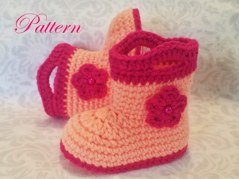 Crochet PATTERN Baby Rain Boot Pattern Bootie Pattern Crochet Pattern Baby Boot Crochet Pattern image 4