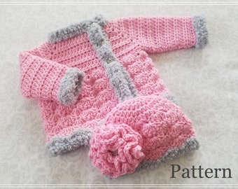 Crochet PATTERN Baby Hat and Sweater Pattern Baby Girl Pattern Set Crochet Pattern Baby Hat and Sweater Pattern Crochet Pattern