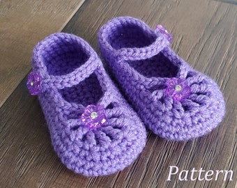 Crochet PATTERN Baby Girl's Booties Baby Booties Crochet Pattern Mary Jane Booties Baby Shoes Crochet Baby Shoe Pattern