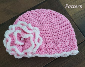 Crochet Baby Hat Pattern: Leisa Flower Design (PDF Pattern)