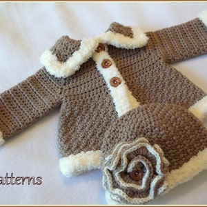 Crochet PATTERN Baby Sweater & Hat Patterns The Charlie Girl Set Crochet Pattern Crochet Sweater Pattern Baby Girls Set Patterns