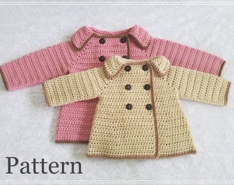Crochet Baby Sweater Coat PATTERN: Shelley Design, Sizes 0-12 Months (PDF Pattern)