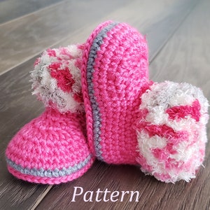 Crochet PATTERN Baby Girl Boots Furry Baby Booties Baby Boot Pattern Baby Booties Baby Girl Pattern Baby Bootie Pattern Crochet Pattern