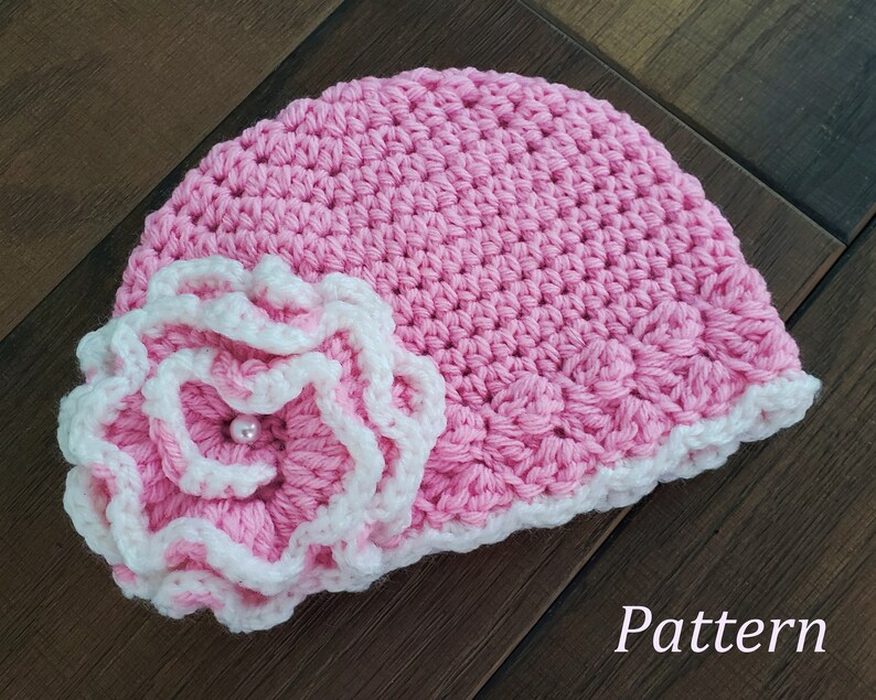 Crochet PATTERN Baby Hat PATTERN The Leisa Baby Hat Pattern Crochet Pattern Baby Girl Pattern Crochet Cloche Pattern Baby Girls Hat Pattern image 2