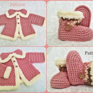 Crochet PATTERN Baby Sweater & Booties Patterns Baby Girl Sweater Set Crochet Pattern Crochet Sweater Pattern Baby Girls Set Patterns