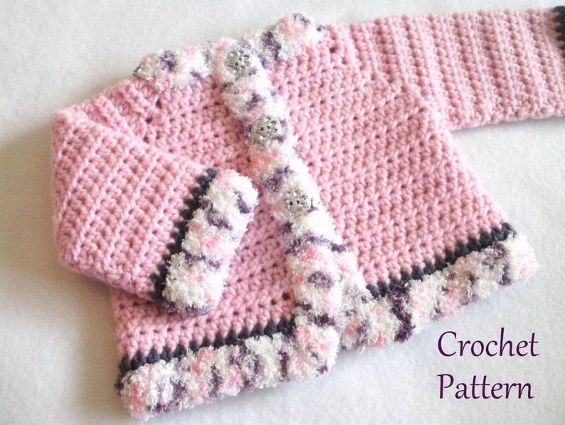 Crochet PATTERN The Laura Baby Girl's Sweater Pattern Sizes 0 12 Months Baby Sweater Baby Girl Pattern Baby Girl Sweater Pattern image 4