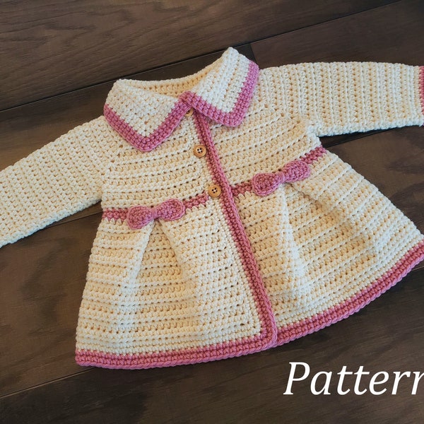 Crochet Baby Sweater Coat PATTERN: Shawna Design, Sizes 0-12 Months (PDF Pattern)