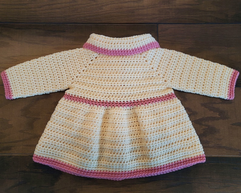 MODELLO ALL'UNCINETTO Modello maglione per bambina, taglie 0 12 mesi Maglione per bambino Modello cappottino per neonato Modello maglione per bambina immagine 5