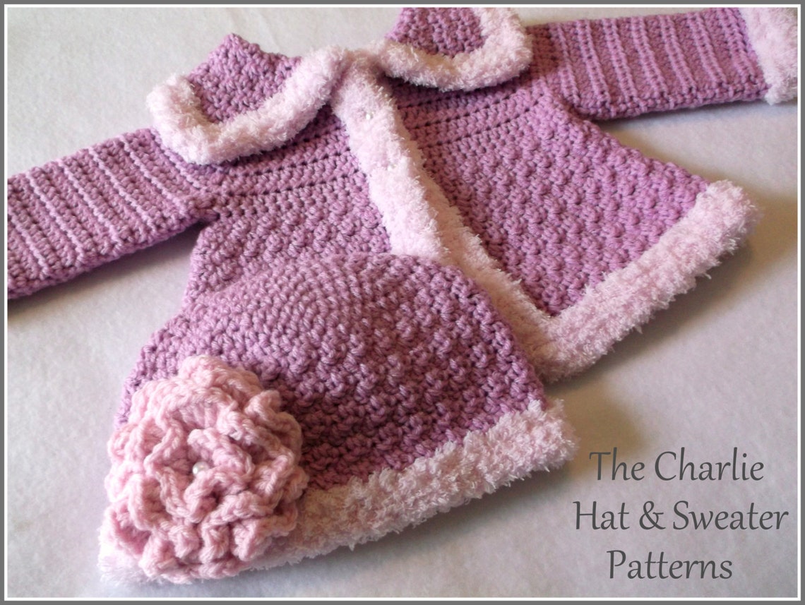 Crochet PATTERN Baby Sweater & Hat Patterns The Charlie Girl Etsy