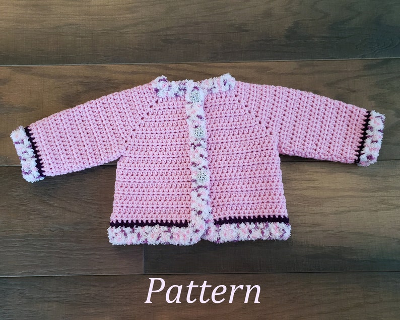 Crochet PATTERN The Laura Baby Girl's Sweater Pattern Sizes 0 12 Months Baby Sweater Baby Girl Pattern Baby Girl Sweater Pattern image 1