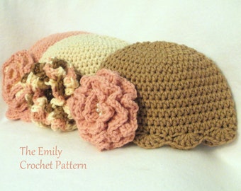 Crochet PATTERN Hat PATTERN The Emily Baby Hat Cloche Pattern Crochet Pattern Baby Hat Pattern Crochet Cloche Pattern Baby Girls Hat Pattern