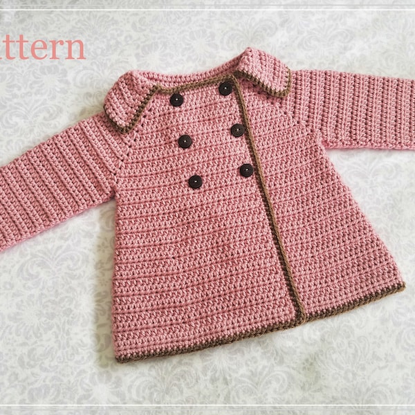 Crochet Baby Sweater Coat PATTERN: Shelley Design, Sizes 0-12 Months (PDF Pattern)