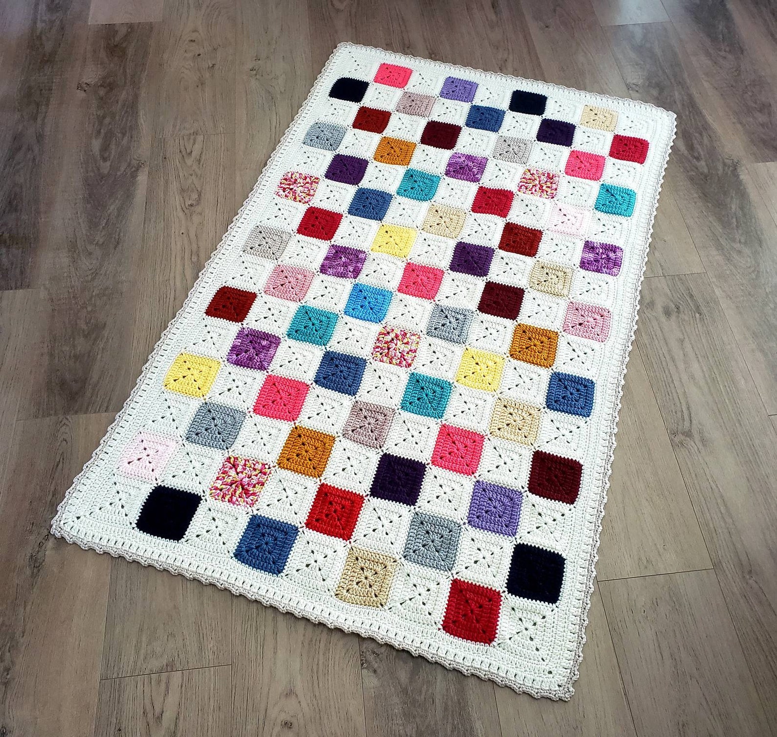 Crocheted Baby Blanket Patchwork Crocheted Blanket Vintage Etsy