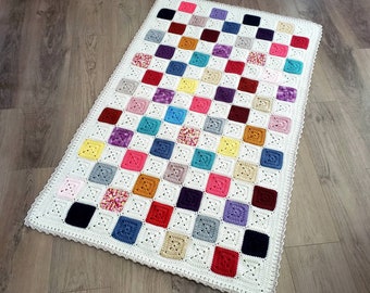 Crocheted Baby Blanket Patchwork Crocheted Blanket Vintage Style Blanket