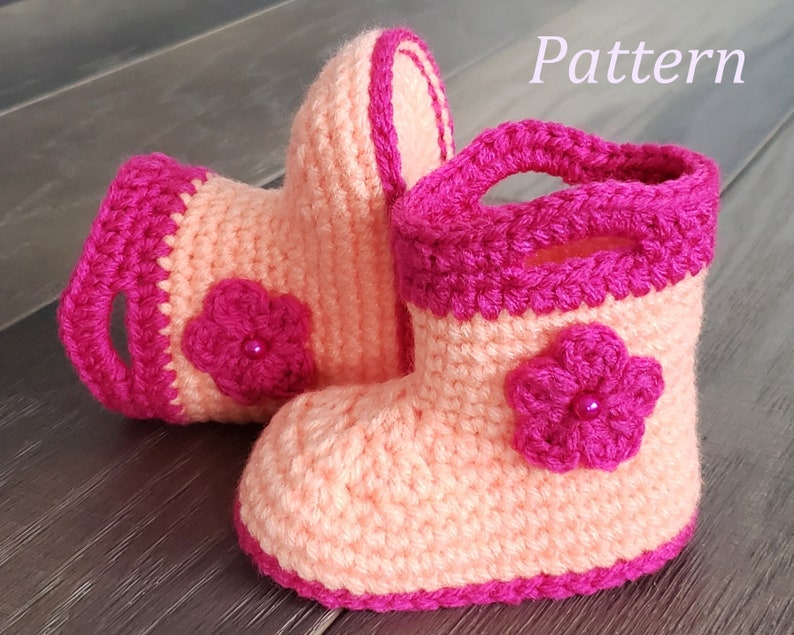 Crochet PATTERN Baby Rain Boot Pattern Bootie Pattern Crochet Pattern Baby Boot Crochet Pattern image 1