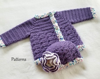 Crochet PATTERN Baby Hat and Sweater Pattern Baby Girl Pattern Set Crochet Pattern Baby Hat and Sweater Pattern Crochet Pattern