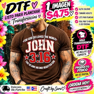 May include: A brown t-shirt featuring a graphic print with the text "FOR GOD SO LOVED THE WORLD JOHN 3:16 THAT HE GAVE HIS ONLY BEGOTTEN SON" in red and white lettering, accented by two red stars on a dark brown fabric background.