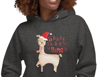 Funny Christmas Hoodie | Watercolor Llama | Llama hoodie | Funny gift idea | Fa la Llama