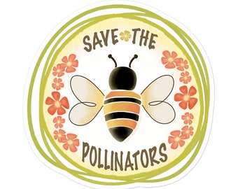 Save the Pollinators Honeybee Bubble-free stickers