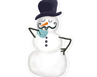 Snowman with mustache and carrot nose sticker