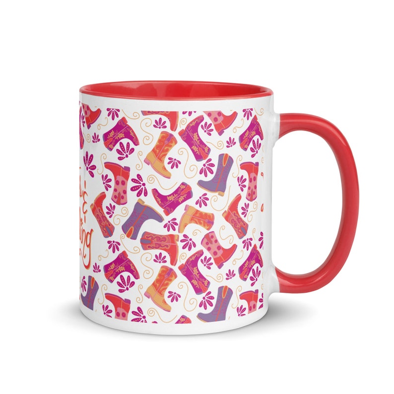 Boots and Bling Cowgirl Boot Mug with Color Inside