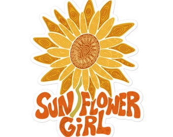 Sunflower Girl Zentangle Sticker