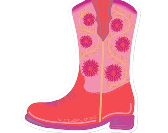 Cowgirl Boots flower Bubble-free stickers